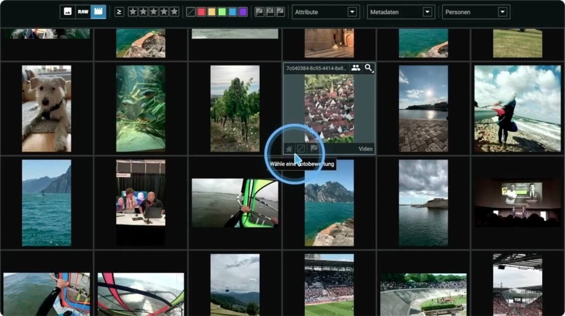 Videos and photos side by side in the library