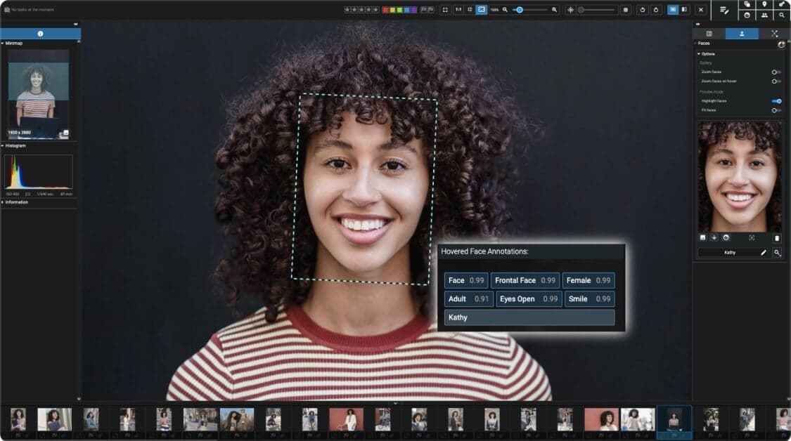 Portrait analyzed by the local AI engine